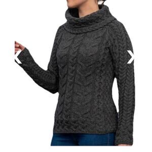 Aran Irish SuperSoft Cowl Neck Merino Wool Sweater Women's Sz XL Fisherman